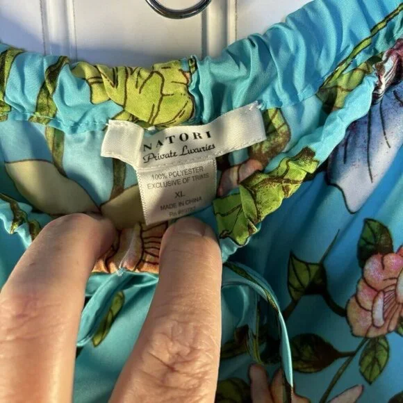 Natori Private Luxuries XL Pajama Lounge Crop Wide Leg Pants  Tropical Floral - Picture 4 of 9